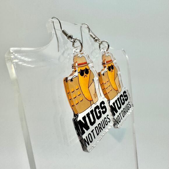 Nugs Not Drugs Earrings - Chicken Nuggets Earrings - Funny Earrings Accessories - Picture 3 of 8